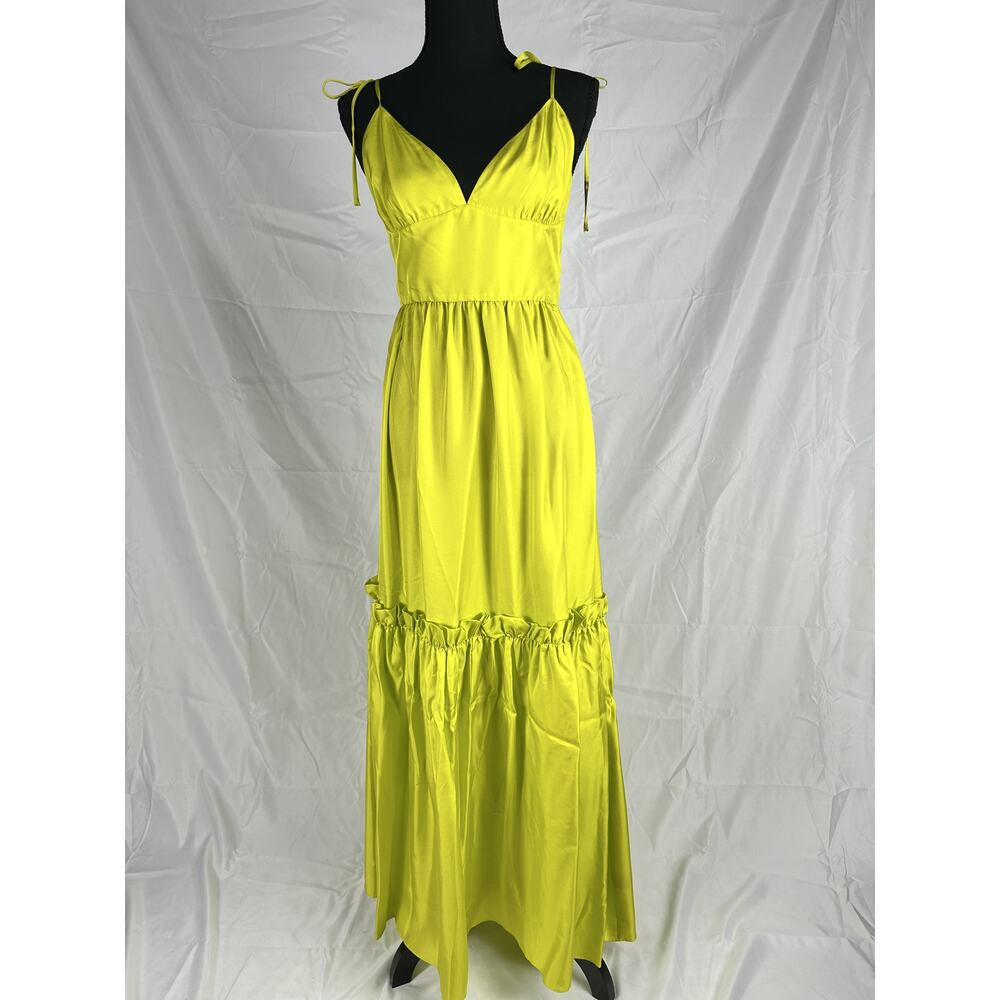 Cynthia Rowley Kea Silk Maxi Dress - Size 6 - Chartreuse - New with Damage